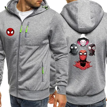 

Spiderman Parallel Universe Male Tracksuit 2019 Autumn Warm Outwear Zipper Brand Jacket New Fashion Coat Men Streetwear Clothing