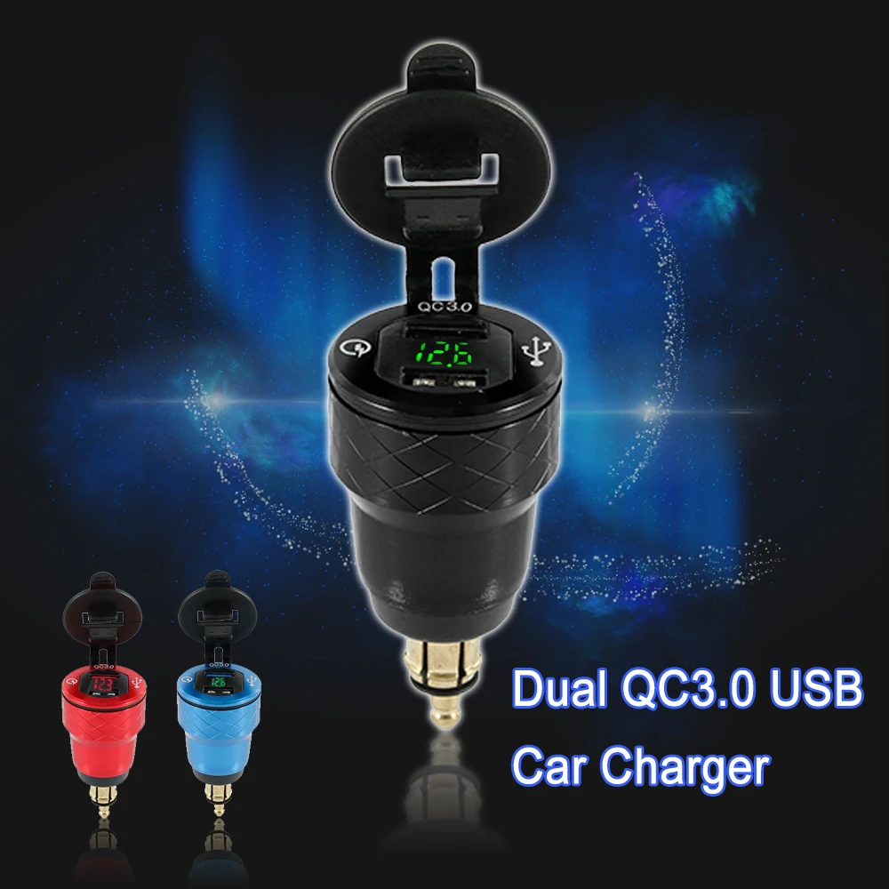 4.2A алюминиевый сплав Quick Charge 3,0 Dual USB Hella Din мотоциклетное зарядное устройство с вольтметром для BMW Triumph Ducati Мотоциклы