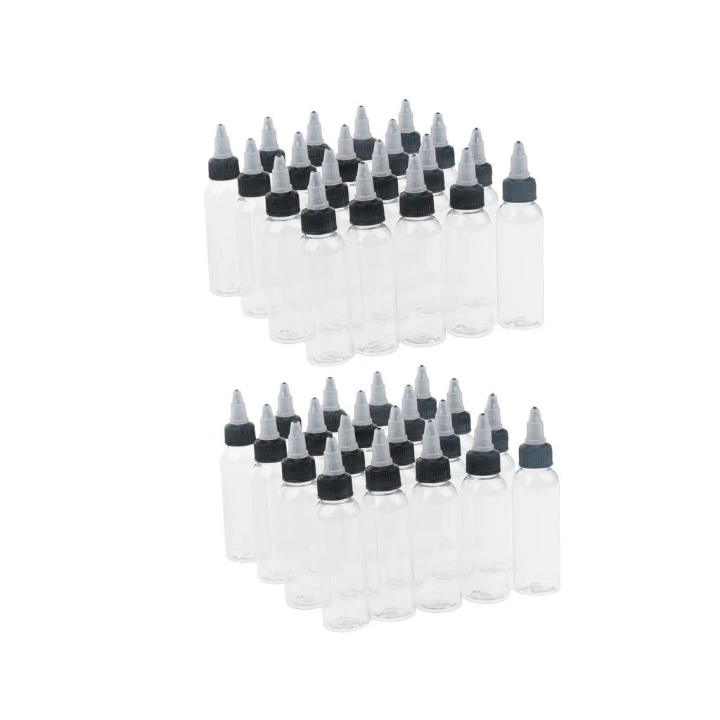 40pcs Plastic Empty Liquid Solvent Bottles With Twist Top Caps Leak Proof