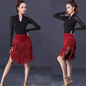 

2020 Latin Dance Skirt New Style Gymnastic Clothing Women's Adults Skirt Fringed Skirt Lower Apron Game Dance Performance