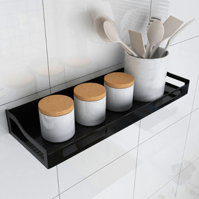 Kitchen Rack Aluminum Drain Seasoning Bottle Storage Shelf Wall Mounted Multi Function Storage Rack Pantry Storage Household 4