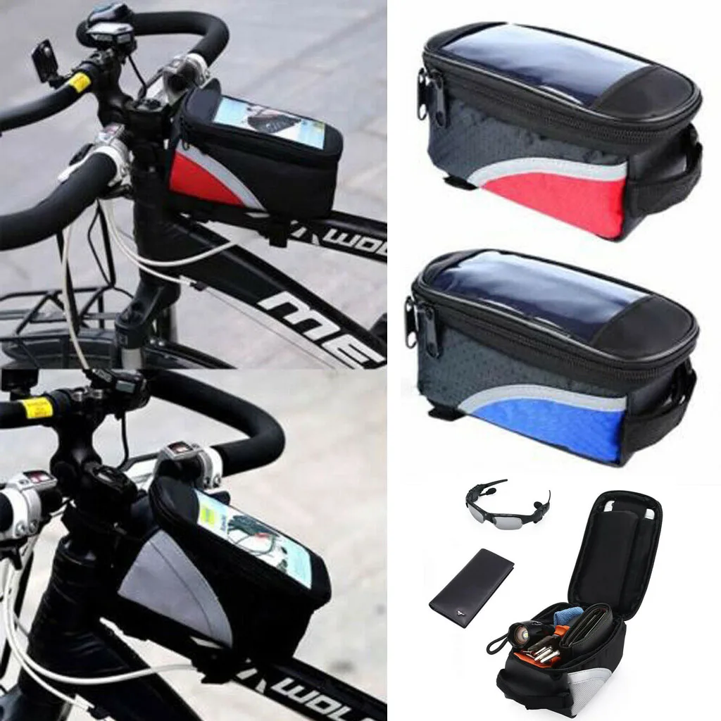 

Cycling Bicycle Front Frame Pannier Tube Bag Waterproof Mobile Phone Pouch Holder Mountain Bike Mtb Bags