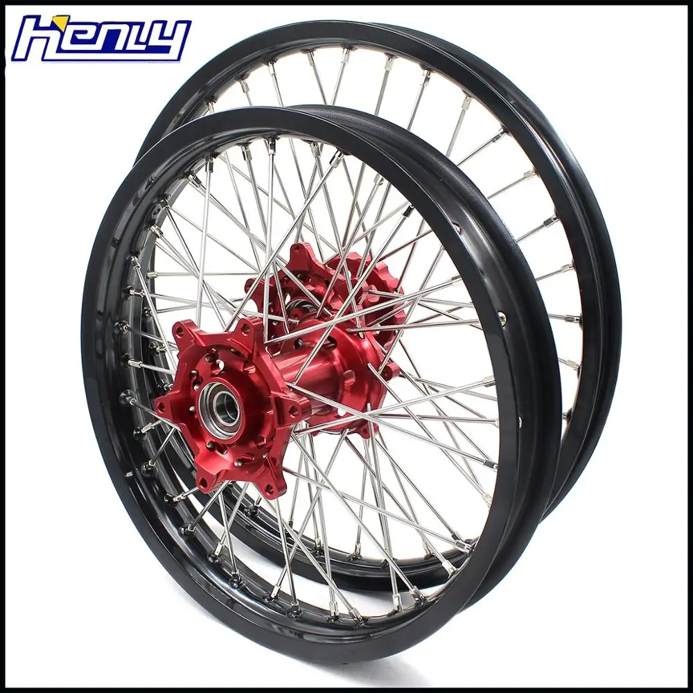 21/18 SPOKED ENDURO колеса диски набор для Beta RR 2013- красная алюминиевая ступица