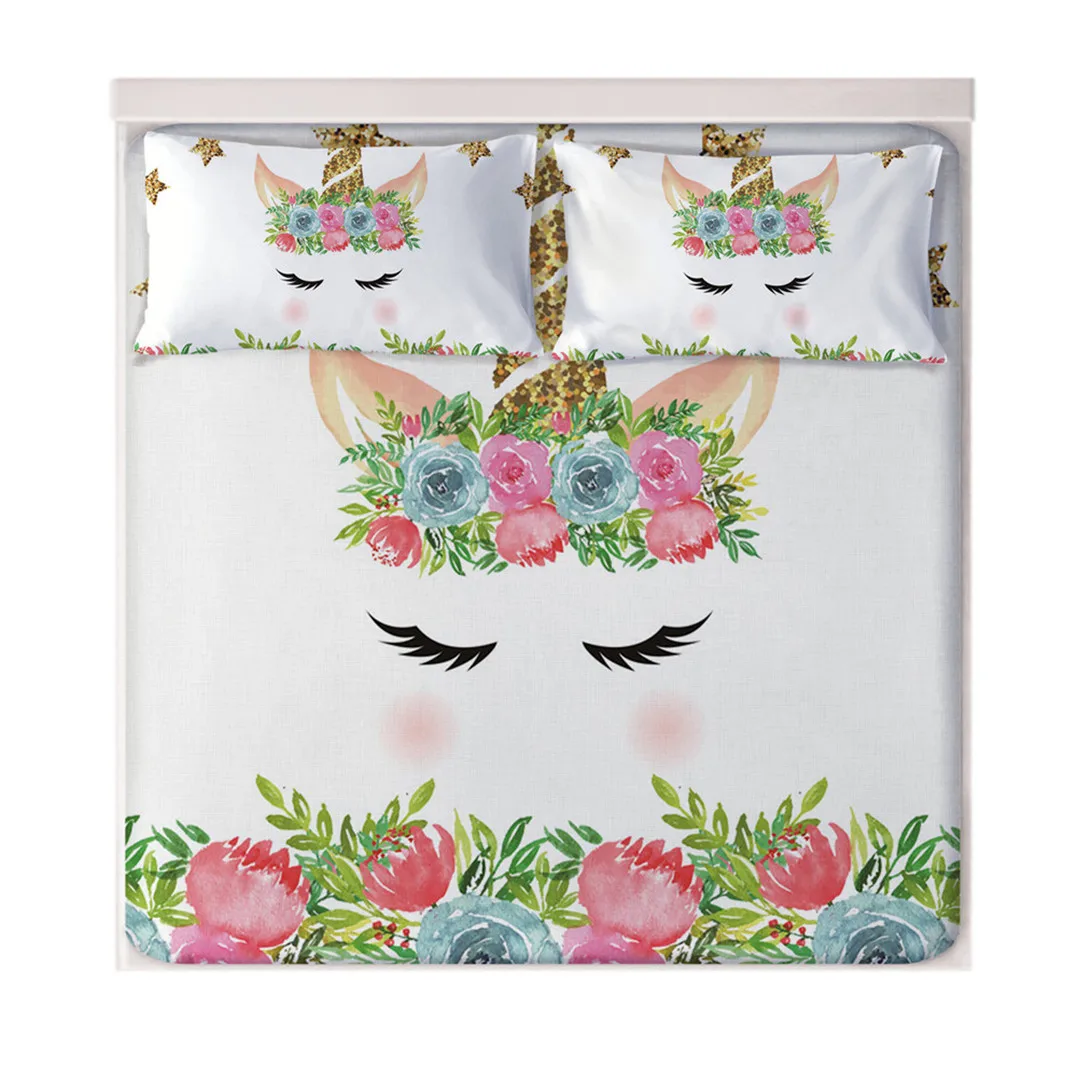 Flowers Unicorn Fitted Sheets