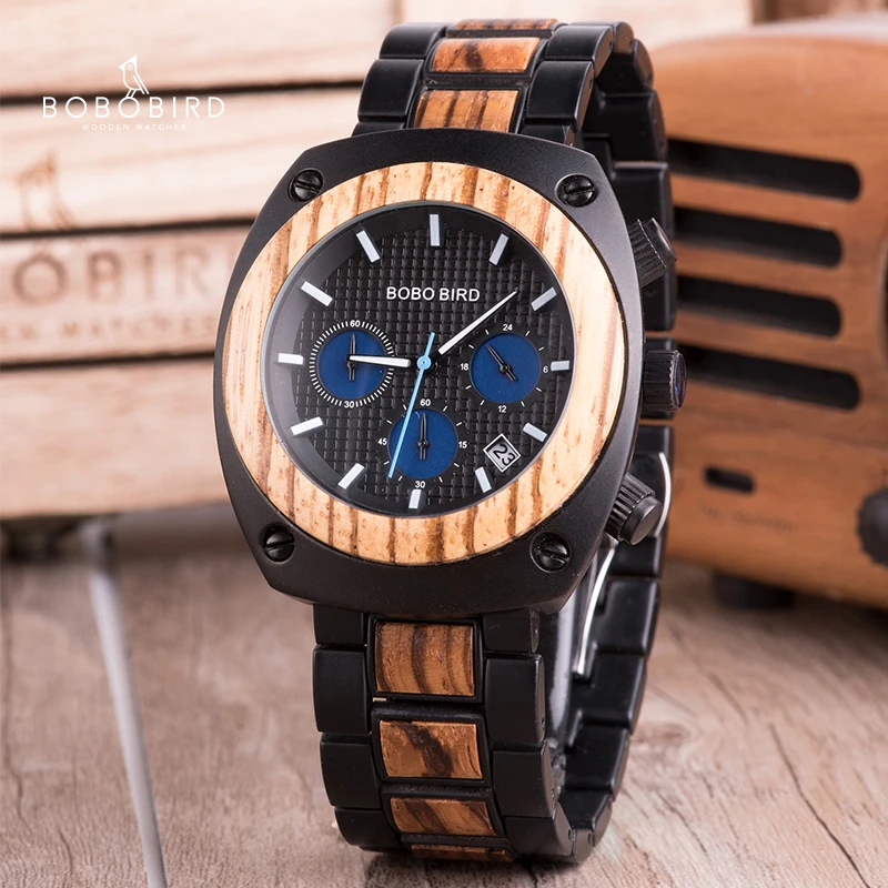 BoBo BIRD Wood and Stainless Steel Watches Mens часы мужские Fashion Swanky Quartz Watches часы For Christmas Gifts часы мужские