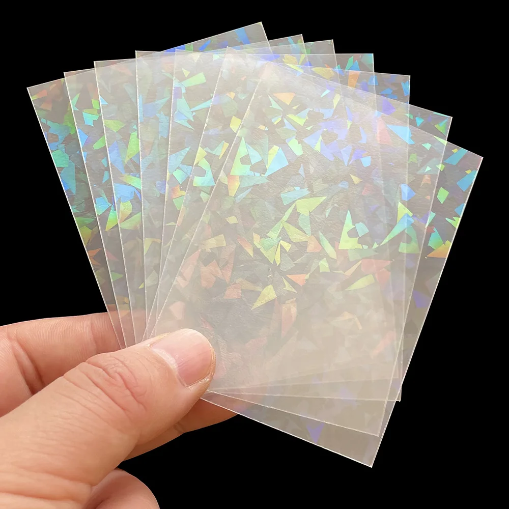 Playing Card Cover 100PCS Broken Gemstone Glass Laser Flash Card Film Holographic Idol Photo Cards Sleeves MTG Protector