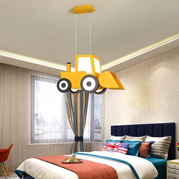 

Modern led ceiling chandelier for boys girls Room Bedroom Kids Children Creative Cartoon car home 90-260V chandelier yellow Blue