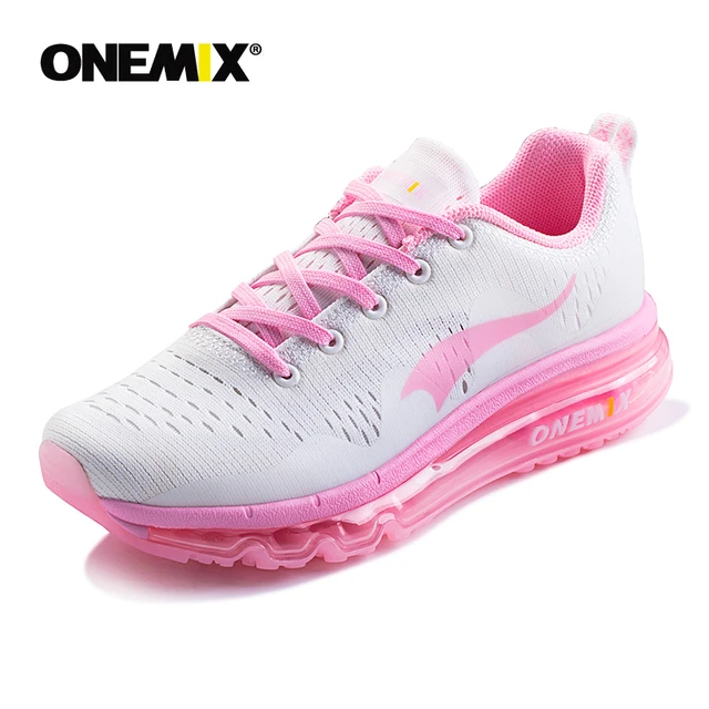 ONEMIX New 2021 Original Brand Men's Running Shoes Outdoor Breathable Mesh Sneaker Athletic Sports Shoes Black White Sneakers white pink