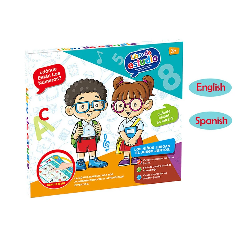 ABC Sound Book for Children English Spanish Letters & Words learning toys for 3 year old Girls Boys Fun Educational Toys