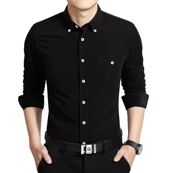 

Gentleman Business Affairs Long Sleeve Shirt Fashion Man Self-cultivation Corduroy Long Sleeve Slim Fit Shirts Polyester Tops