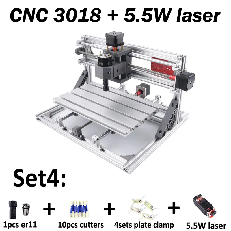 3018 with 5500MW CNC 3018 PRO ER11 лазерный гравер Pcb фрезерный станок ЧПУ маршрутизатор cnc3018 GRBL мини гравер - Цвет: 3018 with 5500MW
