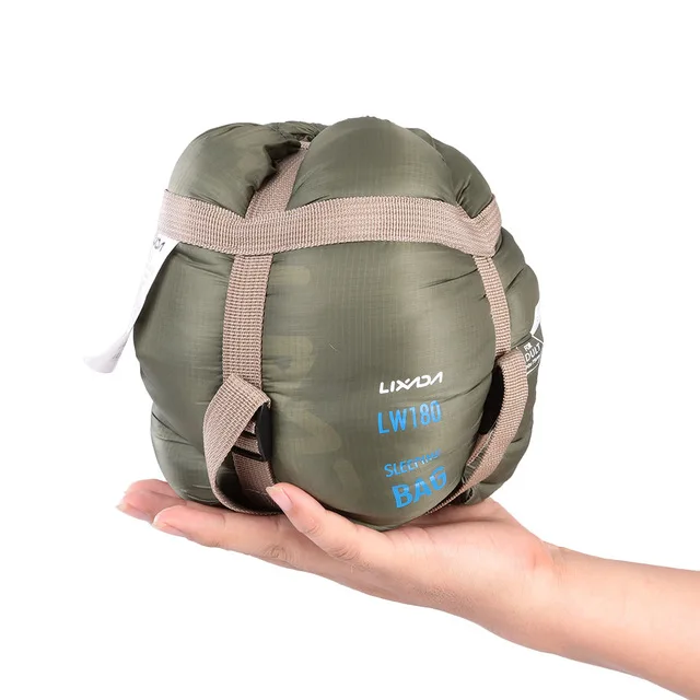 Saco de Dormir Acampamento 190*75 Lixada cm Tipo POLIESTER Sacos de Dormir Camping Com Saco de compressano equipamento de Campin - Цвет: ArmyGreen