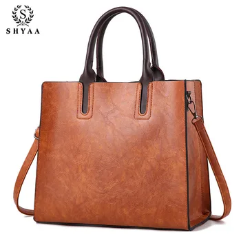 

SHYAA Tote Bag Pu Female Handbag Simple Bag 2020 Korean Version of The New Large-capacity Portable Slung Shoulder Messenger Bag