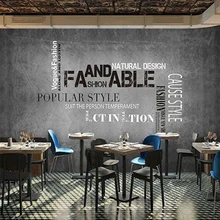 

3D Retro English Alphabet Map Wallpaper Painting Clothing Store Rock Bar Heavy Metal Industrial Style Cement Gray Wallpaper