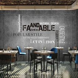 3D Retro English Alphabet Map Wallpaper Painting Clothing Store Rock Bar Heavy Metal Industrial Style Cement Gray Wallpaper
