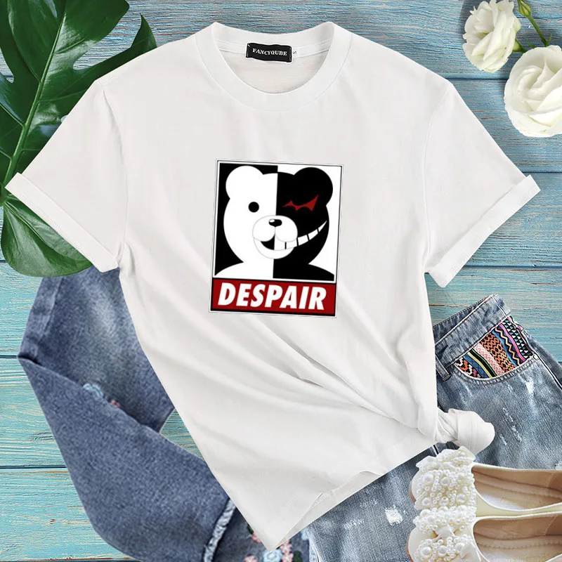 Danganronpa футболки с принтом японского аниме женские футболки с коротким рукавом и круглым вырезом женские Топы Harajuku