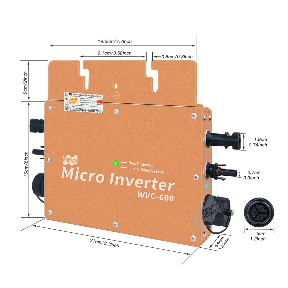 Mars Rock-microinversor Solar en red, onda sinusoidal pura MPPT, 22-50V CC  a CA 600 V 120V máx. 2 piezas 230 W, Panel Solar IP65, 330W - AliExpress