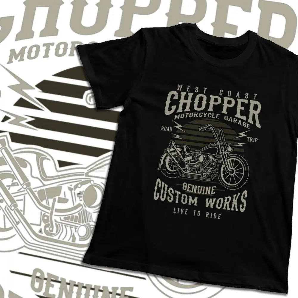 Мужские футболки Кафе Гонщик Футболка Мотоцикл Чоппер удобная мода Crewneck Винтажная Футболка