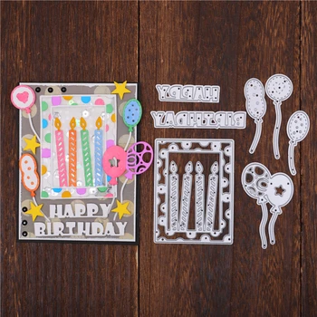 

Eastshape Happy Birthday Ballon Candle Metal Cutting Dies for Card Making Scrapbooking Dies Embossing Cuts Stencil Craft Dies