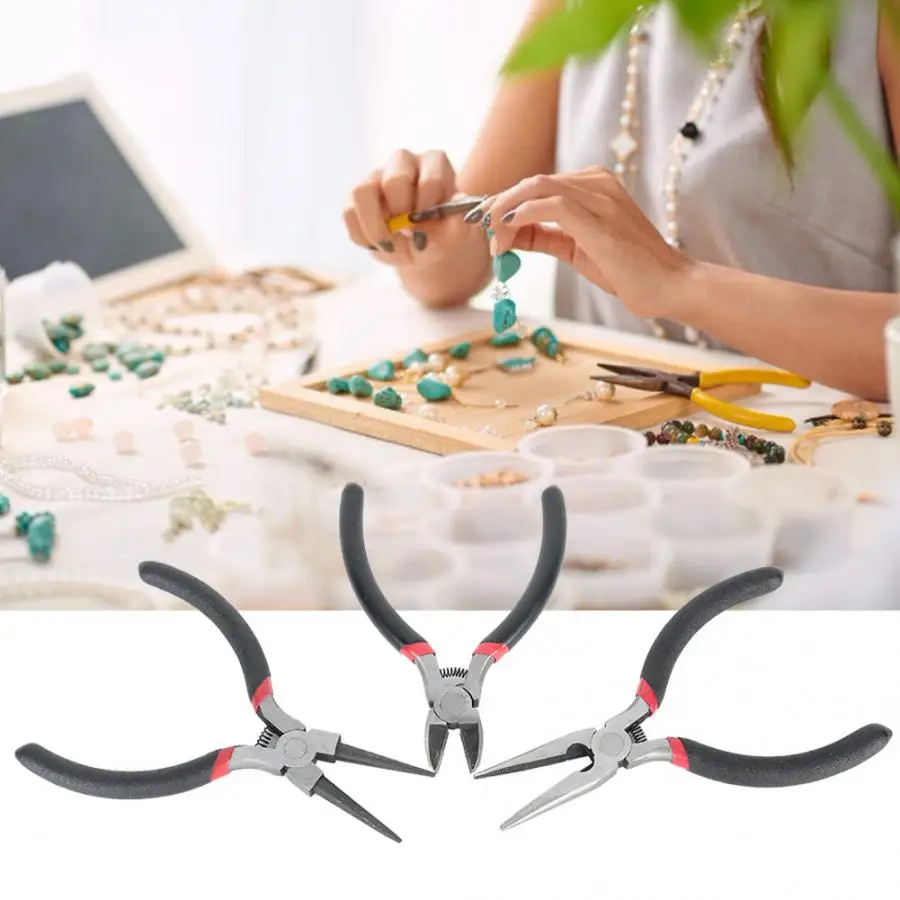 3pcs 5inch Portable Jewelry Pliers Tool Equipment with Spring for DIY Handcraft Making Processing Jewelry Making Tool Accessory