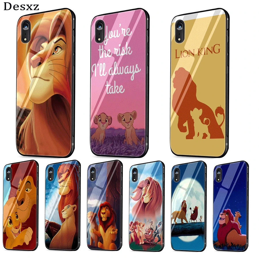 

Mobile Phone Glass Case For iPhone 5 5s SE 6 6s 7 8 Plus XR X XS Max Cover Lion King Best Coque Shell