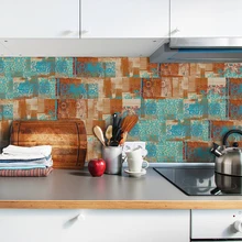 Ржавый узор настенные наклейки Ретро маслостойкие водостойкие плитки обои для кухни ванной наземной стены украшения дома
