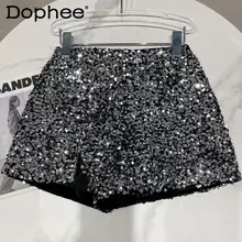 

2021 New Autumn and Winter Black Velvet Shorts Women Sequined Shiny Versatile Short Pants Clubwear Shorts Hot Pants High Street