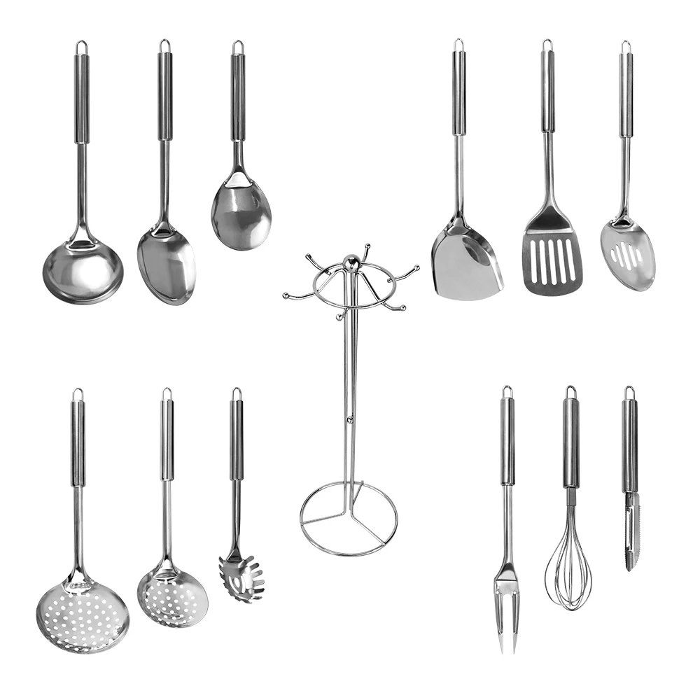 Набор кухонной посуды из нержавеющей стали бытовые кухонные наборы для лопаток 13 кухонных принадлежностей щелевой Тернер дуршлаг со стойкой для хранения