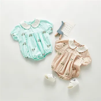 

Baby floral embroidery romper summer short sleeve newborn girls bodysuit kids jumpsuit for toddler girls clothing set outfits