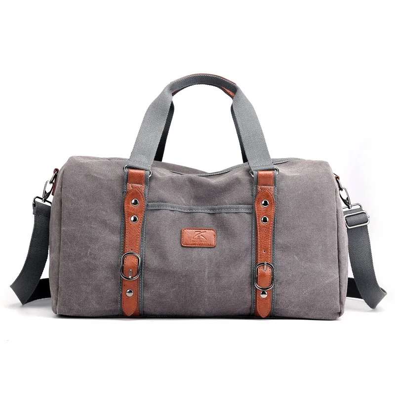 Sport Gym Bag For Fitness Men's Shoulder Bag Big Ladies Gym Yoga Bag Retro Canvas Travelbag Women Luxury Handbag Pu Belt Luggage - Цвет: gray