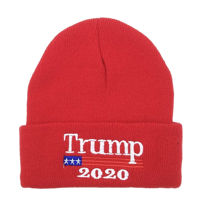 Trump 2020 red LIBERWOOD Trump Keep America Great MAGA Campaign вязаная трикотажная шапка с черепами Кепка Трампа США шапка для мужчин и женщин зимняя шапка - Цвет: Trump 2020 red