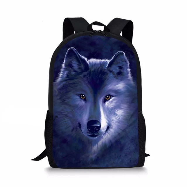 

Custom pattern Kids School Bags Animal wild wolf Printing School Backpack Wolf Pattern Book Bags Boys Cool School Bag