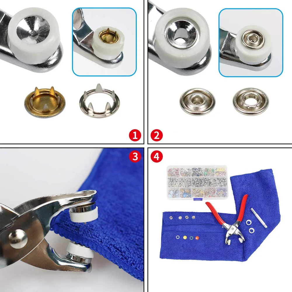 Best 200 Sets Press Studs Kit Tool Fastener Snap Pliers Metal Cloth Buttons DIY Handmade Clothing Repairs for Clothing Sewing Craft