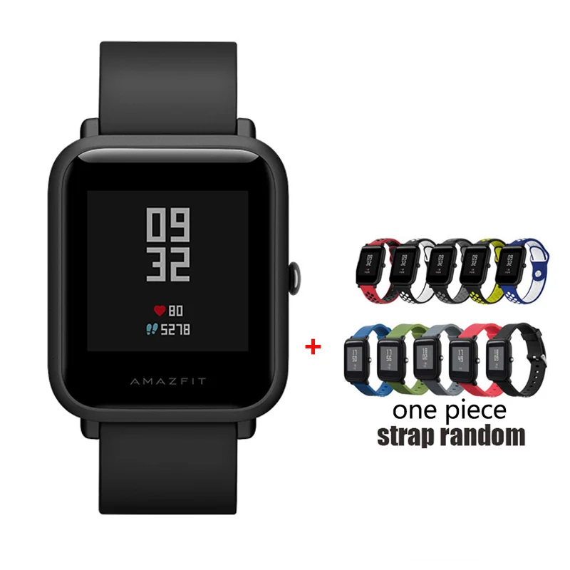 Xiaomi SmartWatch Amazfit Bip gps Huami 3ATM водонепроницаемые Смарт-часы Amazfit beep 45 дней в режиме ожидания спортивные PK GTR приложения - Цвет: Bip-black-r