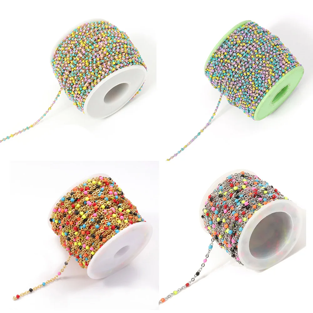 

2Meters Colorful Gold Necklace Chain Stainless Steel Cable Enamel Bulk Multicolor Accessories for Jewelry Making Wholesale DIY