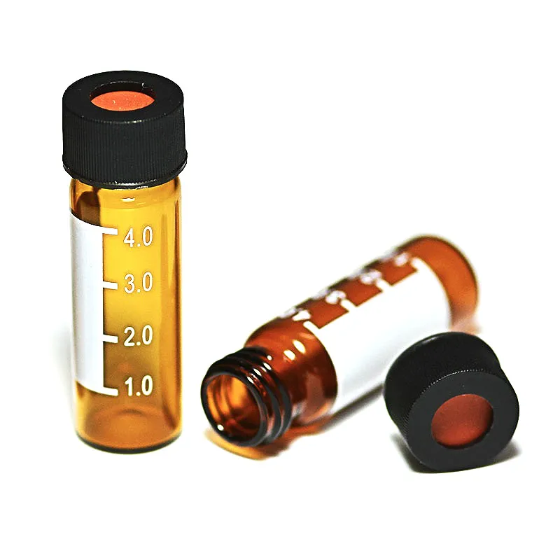 Коричневый хроматографические флаконы 4 мл с черным под открытым небом Кепка