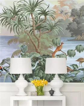 

CJSIR Custom 3D Wallpaper Hand-painted European-style Painting Primitive Jungle Flowers and Birds Wall Decoration Wallpaper