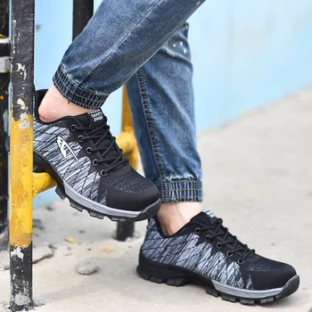 

Loozykit 2019 Safety Work Shoes Boots For Men Male Protective Steel Toe Cap Boots Anti-Smashing Construction Works Sneakers Boys