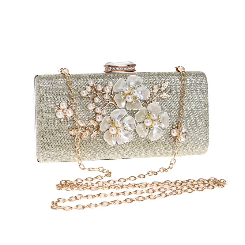 Новая мода цветок оболочка Женская вечерняя сумка бисером бриллианты жемчуг маленькие вечерние сумки для женщин клатч кошелек сумка