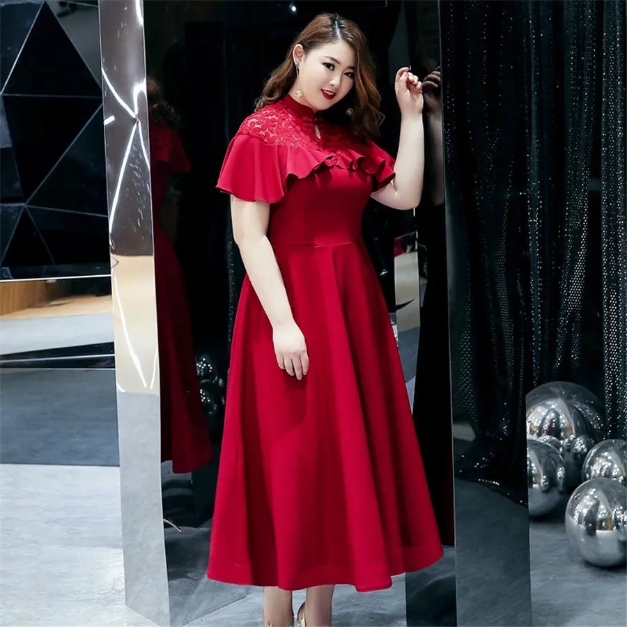 Винтажные платья для выпускного вечера бордовые с оборками Vestidos De Gala T533 размера плюс женские вечерние платья средней длины для выпускного вечера