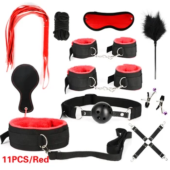 BDSM Bondage 15/17/26pcs Adult Game Prop Bullet Vibrator Butt Plug Gspot massage Handcuff Whip Mouth Gag Anal Bead Restraint Kit 3