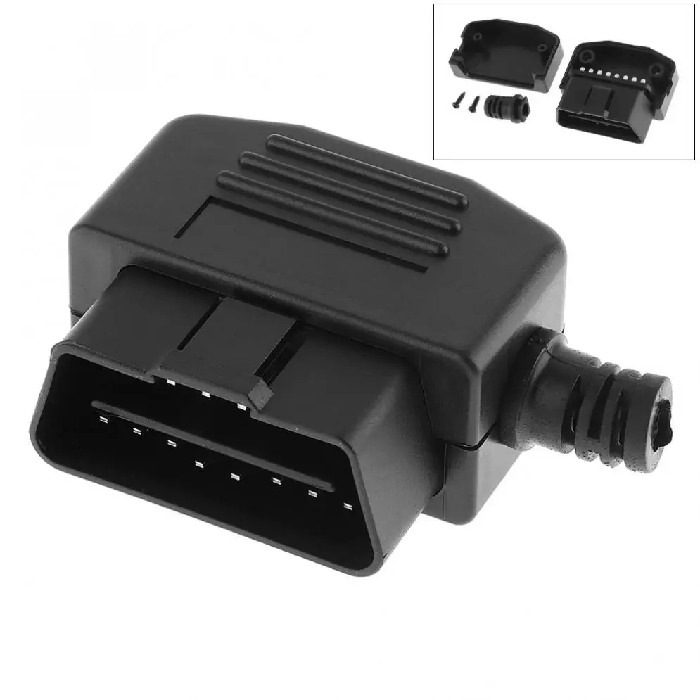 

OBD-II L Type 16 Pin Male Connector Wire Sockets Connector Plug with Shell and Screw Suitable for Car