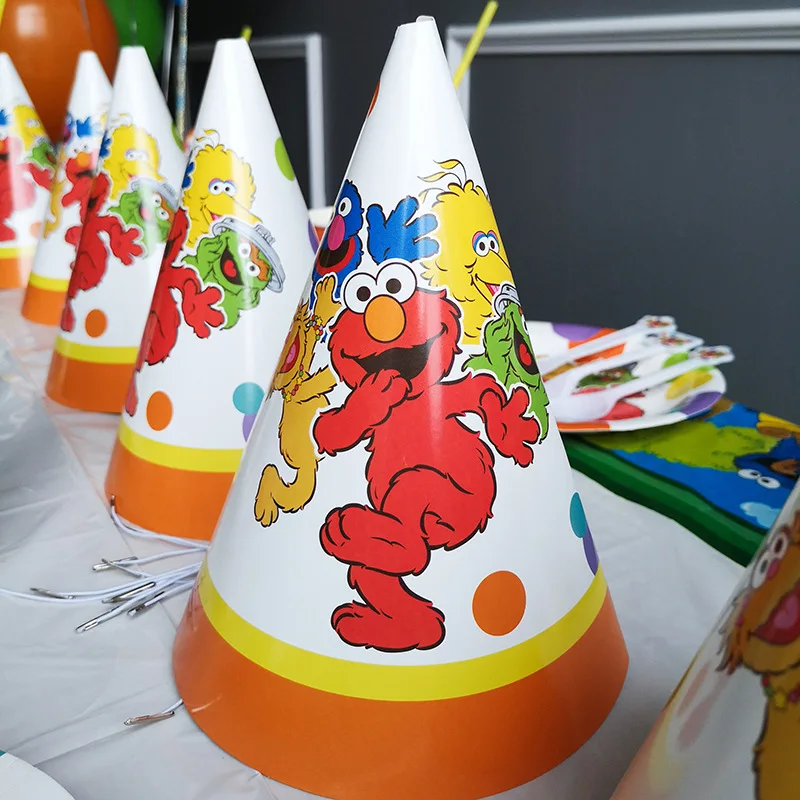 Дети мультфильм Элмо день рождения поставки идея пользу украшения Улица Сезам шар посуда чашка тарелка шляпа