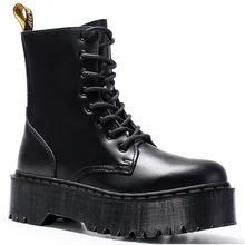 Модные женские ботинки; Ботинки martin; зимние ботинки из натуральной кожи на платформе; ботинки в байкерском стиле; женская зимняя обувь; женские ботинки