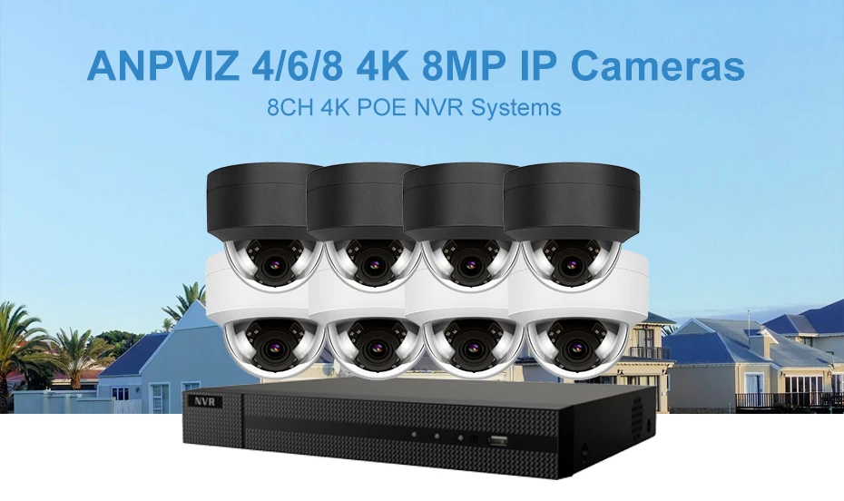 8CH 4K POE NVR Kit Security Camera System 8.0MP IR Indoor/Outdoor CCTV Dome POE IP Camera P2P Video Surveillance Set 2TB HDD