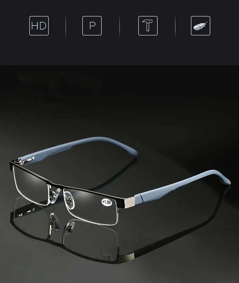 New Square Reading Glasses Men Women Metal Frame Reading Glasses High Definition Comfortable Eyeglasses+1.0 To+4.0