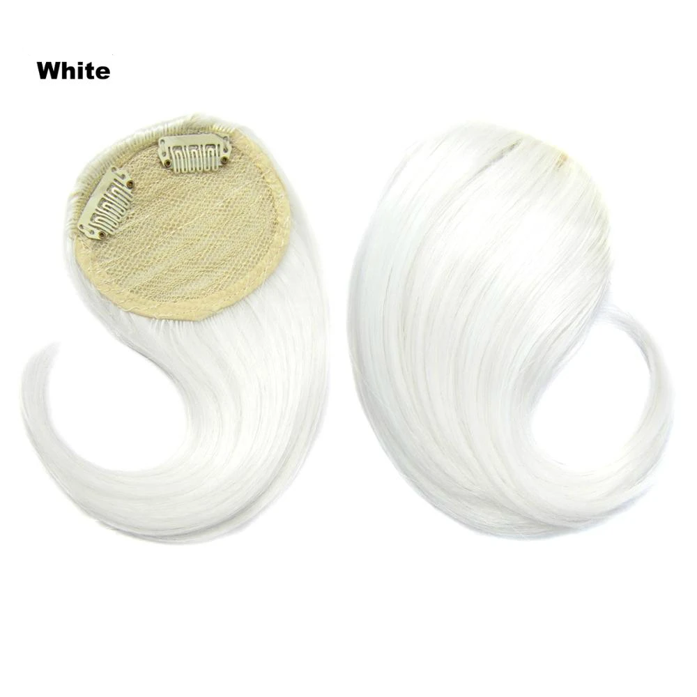 Similler Clip in Hair Bangs Fringe Hair Extensions Dark Brown Synthetic Hairpiece For Women High Temperature Fiber - Цвет: White