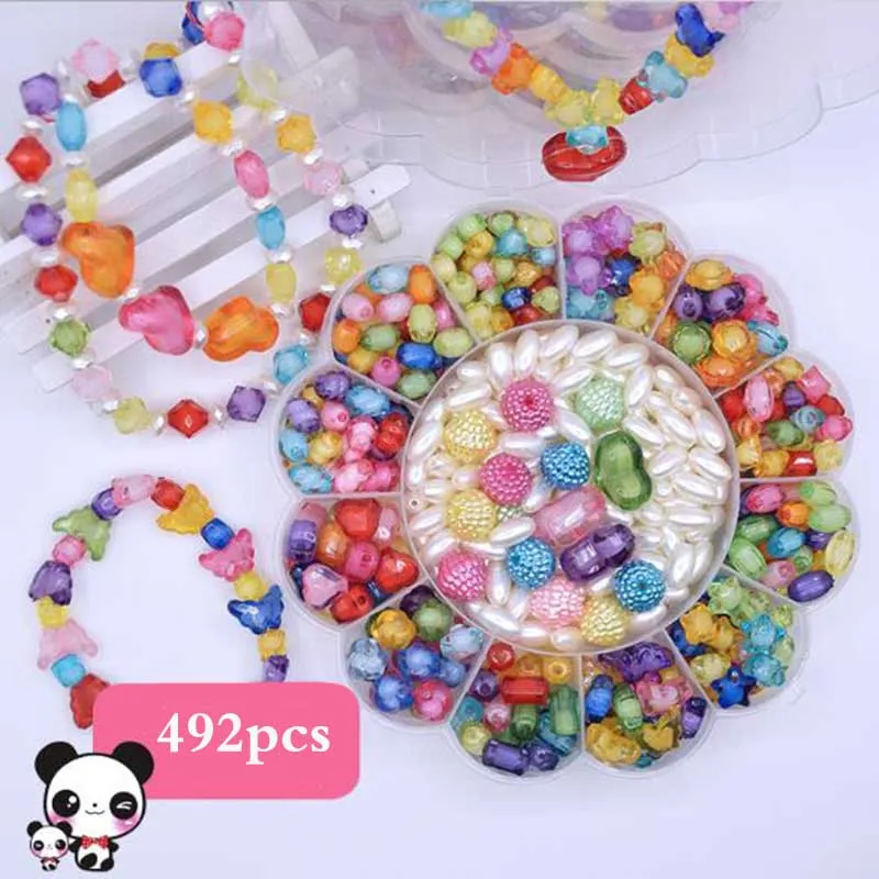 492pcs Поделки для девочек DIY детские игрушки красочные игрушки DIY Браслеты игрушки для изготовления ювелирных изделий бусины для детей Набор Обучающие 3D игрушки подарки - Цвет: 492pcs