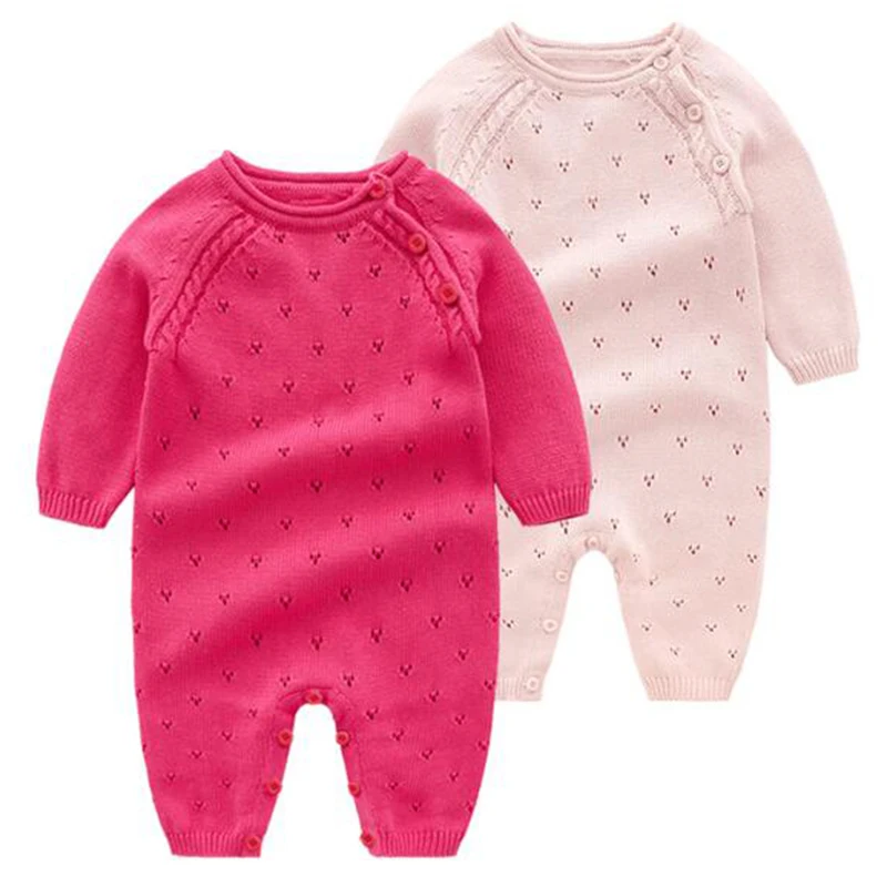 Baby Knitted Rompers Pure Cotton Babies Clothing Newborn Baby Girls Knitting Princess Long Sleeves Autumn Jumpsuit Knitwear baby rompers baby jumpsuit cotton jumpsuit baby clothing