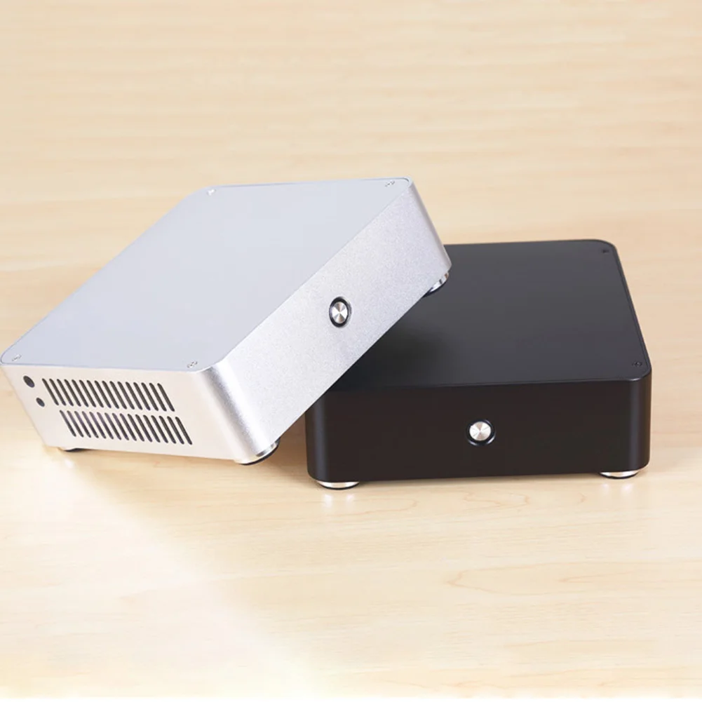 E-H60 алюминиевый сплав без источника питания горизонтальный мини ITX чехол для компьютера тонкий домашний шасси для HTPC аудио охлаждения практичный